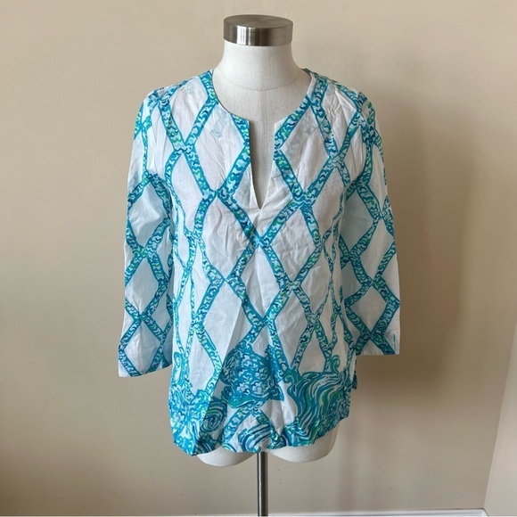 Lilly Pulitzer Amelia island patterned cotton tunic top 618 - Picture 3 of 9